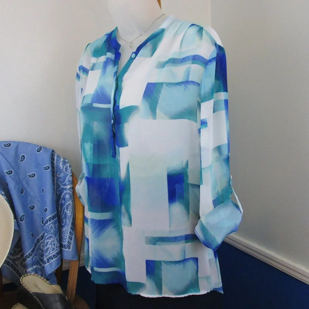 A.N.A Hi-Low Tunic Long Sleeve Roll-Tab Blouse - Picture 5 of 11